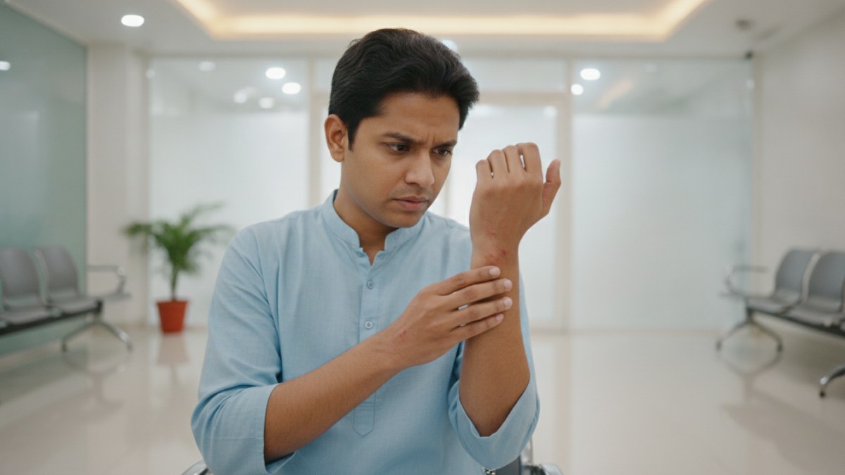 Dewas mein skin allergy pe dermatologist kab